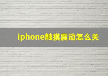 iphone触摸震动怎么关