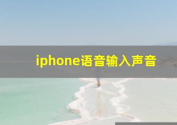 iphone语音输入声音