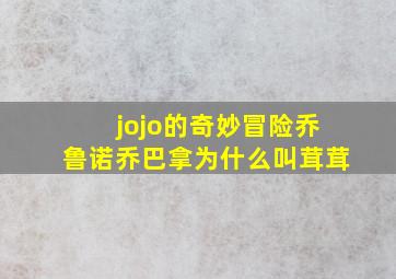 jojo的奇妙冒险乔鲁诺乔巴拿为什么叫茸茸