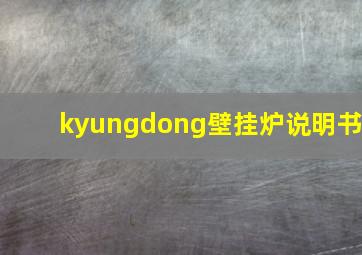 kyungdong壁挂炉说明书