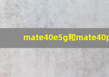 mate40e5g和mate40pro4g