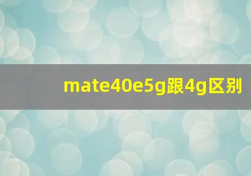 mate40e5g跟4g区别