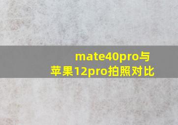 mate40pro与苹果12pro拍照对比