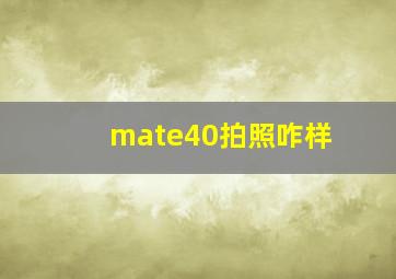 mate40拍照咋样