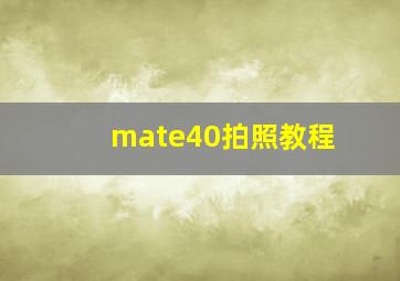 mate40拍照教程