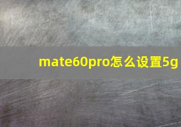 mate60pro怎么设置5g