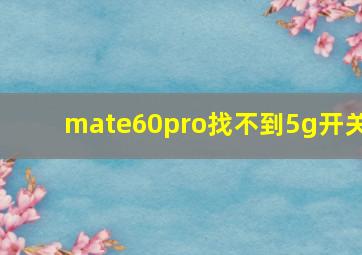 mate60pro找不到5g开关