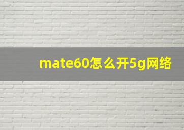 mate60怎么开5g网络