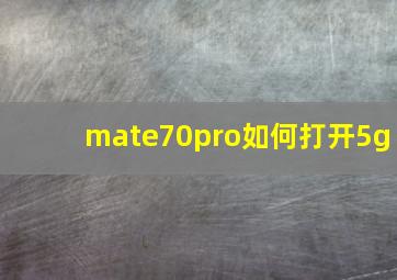 mate70pro如何打开5g