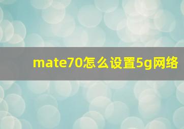 mate70怎么设置5g网络