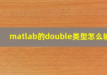 matlab的double类型怎么输出