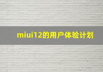 miui12的用户体验计划