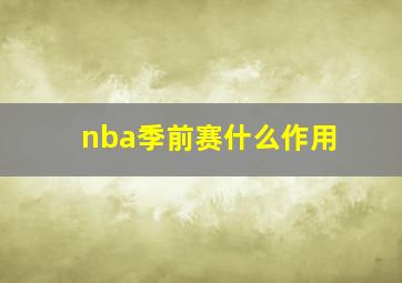 nba季前赛什么作用