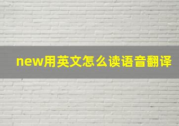 new用英文怎么读语音翻译