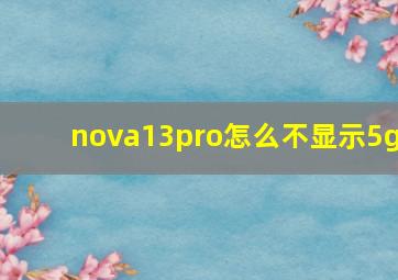 nova13pro怎么不显示5g