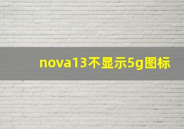 nova13不显示5g图标