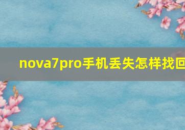 nova7pro手机丢失怎样找回