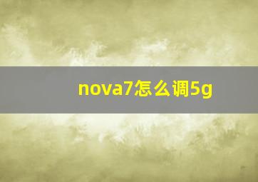 nova7怎么调5g