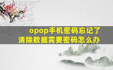 opop手机密码忘记了清除数据需要密码怎么办