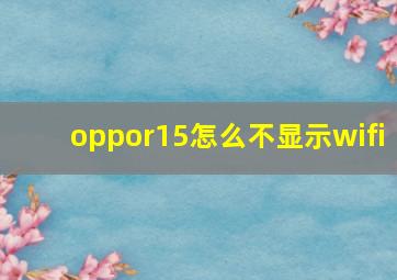 oppor15怎么不显示wifi