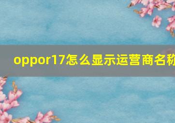 oppor17怎么显示运营商名称