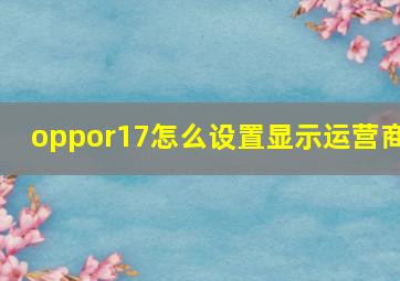 oppor17怎么设置显示运营商