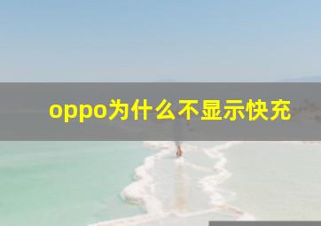 oppo为什么不显示快充