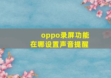 oppo录屏功能在哪设置声音提醒