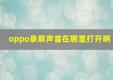 oppo录屏声音在哪里打开啊