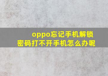 oppo忘记手机解锁密码打不开手机怎么办呢