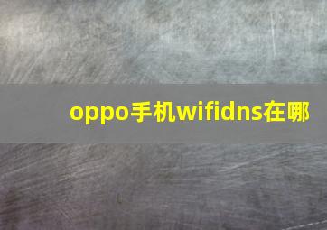 oppo手机wifidns在哪