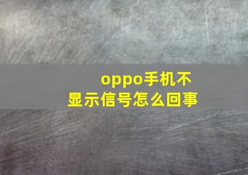 oppo手机不显示信号怎么回事