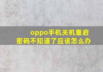 oppo手机关机重启密码不知道了应该怎么办