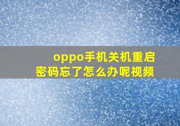 oppo手机关机重启密码忘了怎么办呢视频