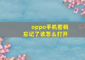 oppo手机密码忘记了该怎么打开