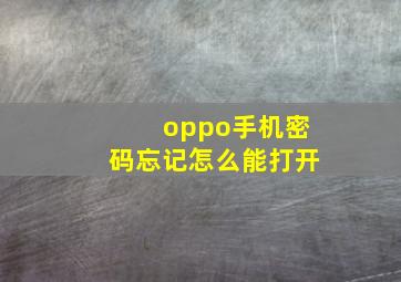 oppo手机密码忘记怎么能打开