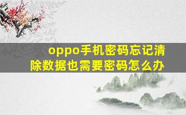 oppo手机密码忘记清除数据也需要密码怎么办