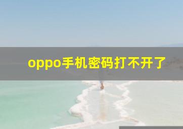 oppo手机密码打不开了