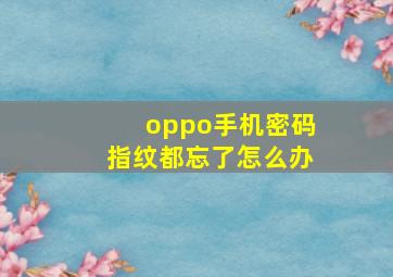 oppo手机密码指纹都忘了怎么办