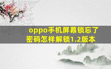 oppo手机屏幕锁忘了密码怎样解锁1.2版本