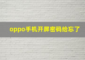 oppo手机开屏密码给忘了