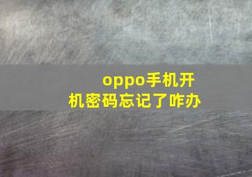 oppo手机开机密码忘记了咋办