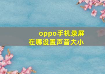 oppo手机录屏在哪设置声音大小