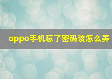 oppo手机忘了密码该怎么弄