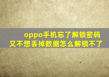 oppo手机忘了解锁密码又不想丢掉数据怎么解锁不了