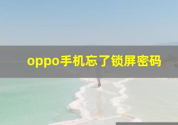 oppo手机忘了锁屏密码