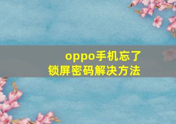 oppo手机忘了锁屏密码解决方法