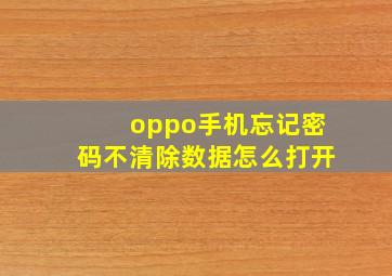 oppo手机忘记密码不清除数据怎么打开