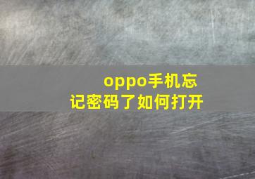 oppo手机忘记密码了如何打开