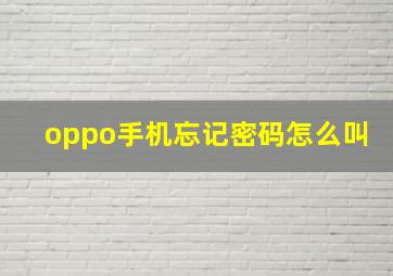 oppo手机忘记密码怎么叫